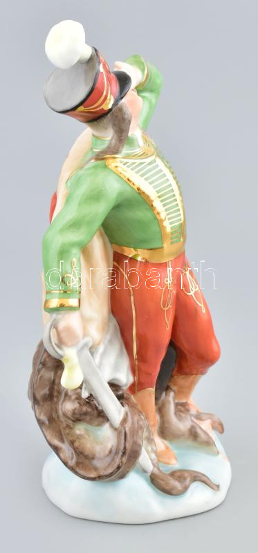 Herendi porcelán sárkányölő János vitéz, Terv: Lőrinc István, kézzel festett, jelzett, apró kopásnyomokkal, m: 22 cm - Image 2