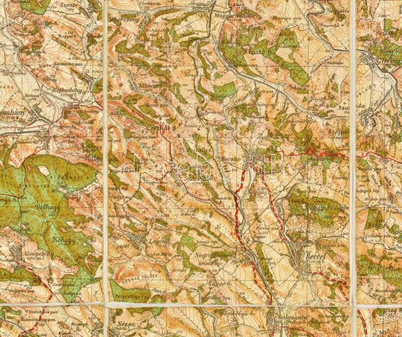 cca 1940 Cserhát, Kirándulók térképe 5. Kiadja a M. Kir. Honvéd Térképészeti Intézet. 1 : 75.000. A borító illusztrációja Izsák Elek munkája. vászon, 94x57 cm - Image 2
