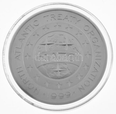 1999. 'NATO csatlakozás' Ag emlékérem eredeti díszdobozban, tanúsítvánnyal (28,28g/0.925/38,61mm) T:PP