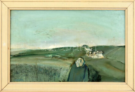Csiszár Elek (1932- ): Távol. Olaj, farost. Jelzett. 30x46 cm Keretben