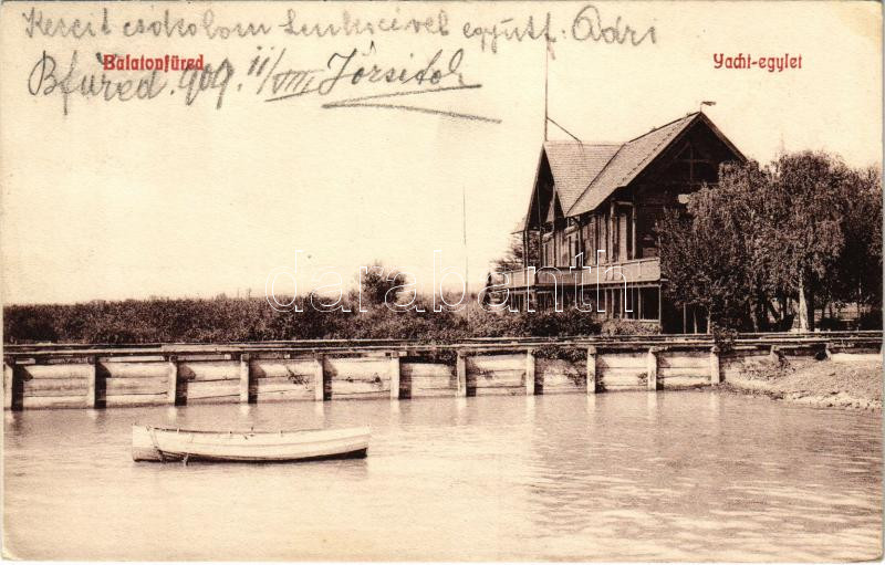 1909 Balatonfüred, Yacht egylet. Koller Károly József kiadása