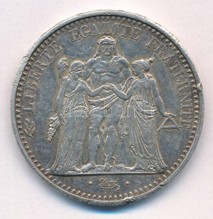 Franciaország 1965. 10Fr Ag T:XF patina, ph. France 1965. 10 Francs Ag C:XF patina, edge errors Krause KM#932