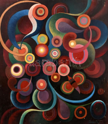 Lengyel Gergely Géza (-): Kompozíció. Olaj, farost. Jelzett, 60x52,5 cm