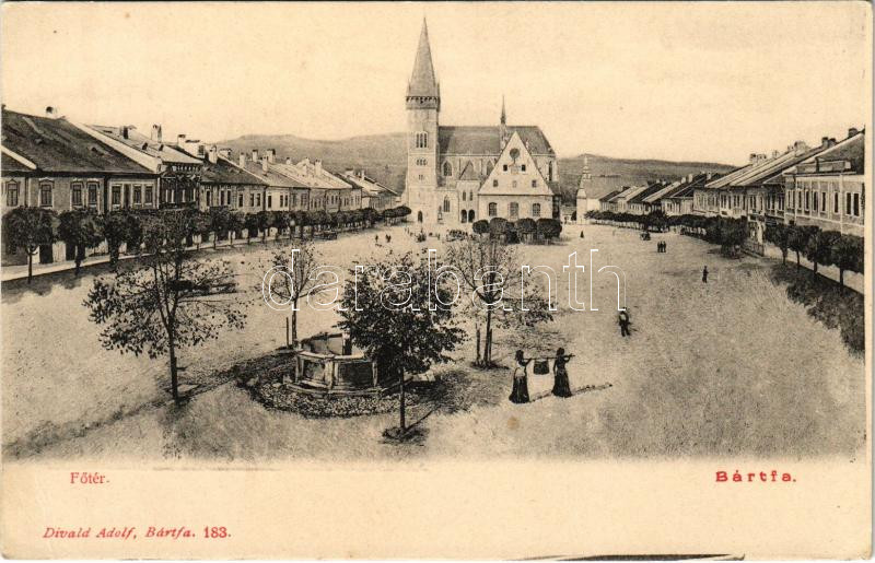 Bártfa, Bardiov, Bardejov; Fő tér. Divald Adolf 183. / main square (EK)