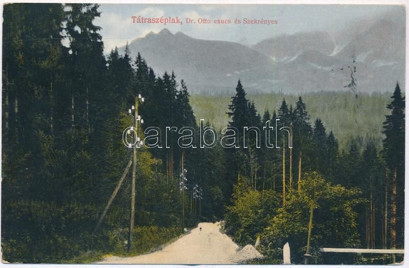 1915 Tátraszéplak, Tatranska Polianka, Westerheim (Magas-Tátra, Vysoké Tatry); Dr. Otto csúcs és Szekrényes / mountain peaks (EK)