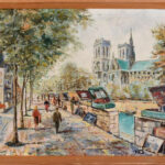 ND jelzéssel: Párizs, Szajna part, Notre Dame. Olaj, karton, 24x32 cm