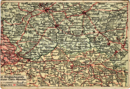 1916 Östlichen Kriegsschauplatz Nr. 3. Galizien-Lublin-Warschau. Postkarten des östlichen Kriegsschauplatzes Nr. 3. / Első világháborús keleti hadszíntér: Galícia-Lublin-Varsó - katonai térkép / WWI military map, Eastern theater of war: