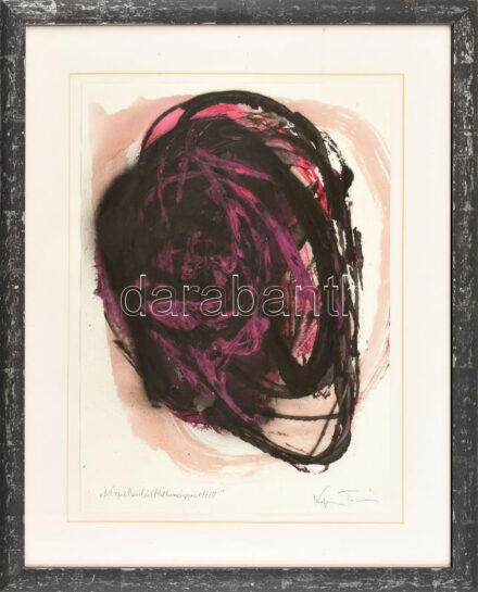 Kopasz Tamás (1958-): 'Kéznélkülálltottazágymellett'. Vegyes technika, papír, jelezve jobbra lent, üvegezett fa keretben, 42x29,5 cm. Reprodukálva a művész honlapján: http://www.kopasztamas.hu/0024puhaujjbegya318.htm /