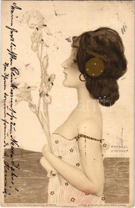 1903 Greek Virgin. Theo. Stroefer Kunstverlag Ser. 99. No. X. Art Nouveau litho s: Raphael Kirchner