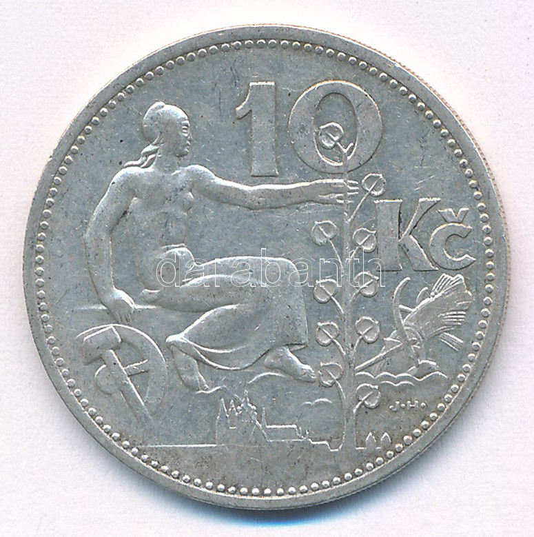 Csehszlovákia 1931. 10K Ag T:XF,VF patina Czechoslovakia 1931. 10 Korun Ag C:XF,VF patina - Image 2