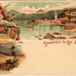 Como, Bellagio, Villa Carlotta. Müller & Trüb Art Nouveau, floral, litho