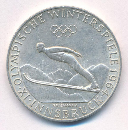 Ausztria 1964. 50Sch Ag 'IX. Téli Olimpia Innsbruck' T:XF durva ph., kis patina Austria 1964. 50 Schilling Ag '9th Winter Olymplics Innsbruck' C:XF hard edge error, small patina Krause KM#2896