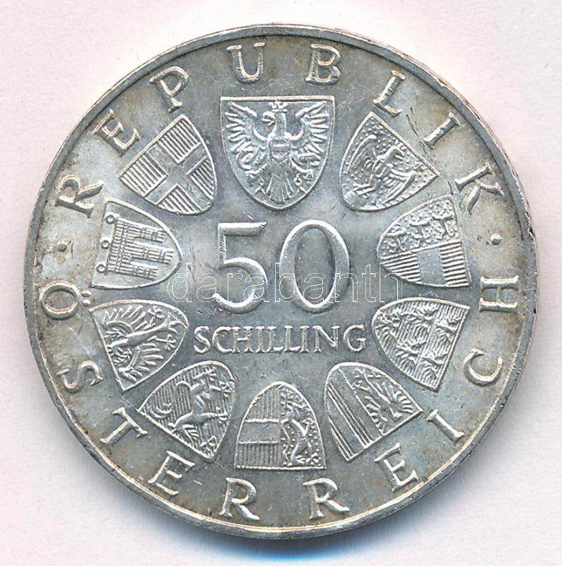 Ausztria 1967. 50Sch Ag '100 éves a Kék Duna keringő' T:AU patina Austria 1967. 50 Schilling Ag 'Centennial of the Blue Danube Waltz' C:AU patina Krause KM#2902 - Image 2