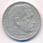 Német Harmadik Birodalom 1936F 5M Ag 'Hindenburg' T:XF patina German Third Reich 1936F 5 Marks Ag 'Hindenburg' C:XF patina