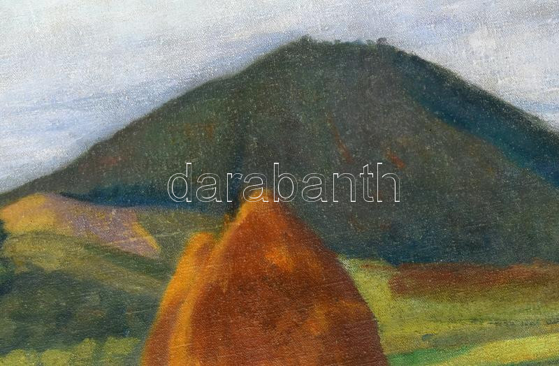 Basch Andor (1885-1944): Boglyák a Kereszthegy alatt (Nagybánya), 1900-as évek. Olaj, vászon, jelzett, fakeretben, 66×80 cm / Basch Andor (1885-1944): Landscape around Baia Mare. Oil on canvas, signed, framed, 66×80 cm - Image 2