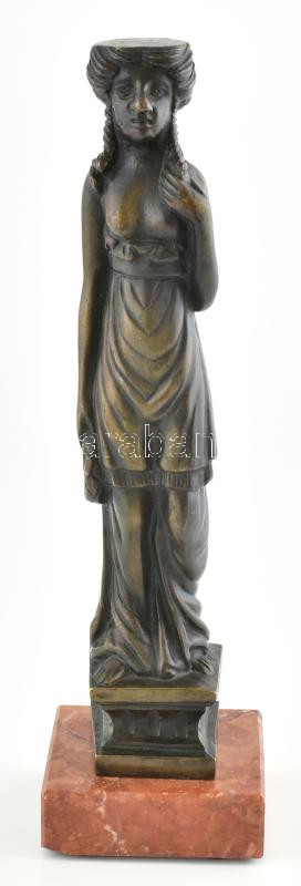 Jelzés nélkül: Görög hölgy. Tömör bronz, márványtalpon, m: 32,5 cm - Image 2