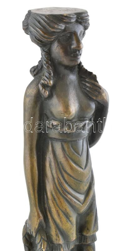 Jelzés nélkül: Görög hölgy. Tömör bronz, márványtalpon, m: 32,5 cm - Image 3
