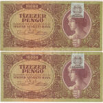 1945. 10.000P 'MNB' bélyeggel (2x) sorszámkövetők 'L 566 037049 - L 566 037050' T:XF Adamo P23e