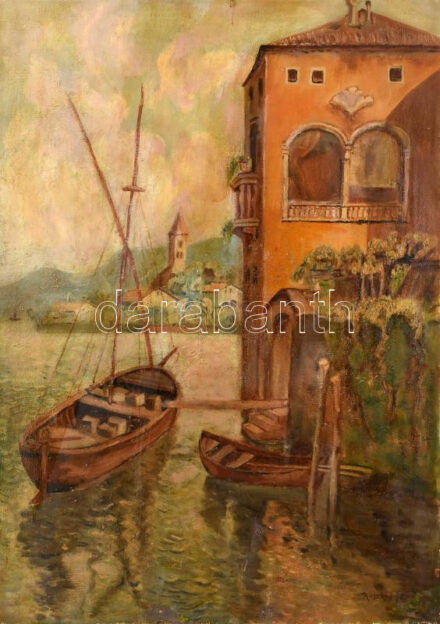 Koszkol Jenő jelzéssel: Vitorlás. Olaj, vászon, javított. 70x50 cm