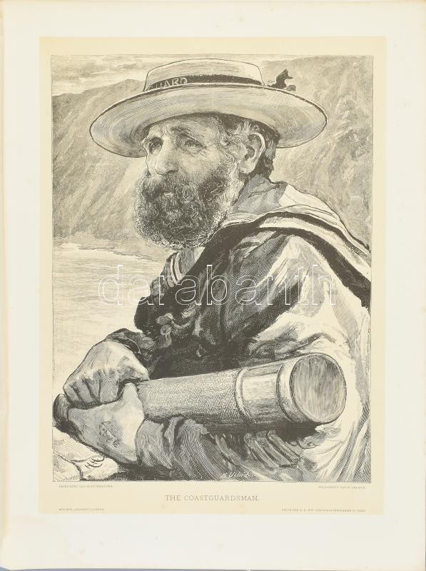 H. Uhlrich metszése, Hugo Herkomer rajza után: Parti őr (The coastgaurdsman), 1880 körül. Rotációs fametszet, papír, jelzett a metszeten. Kissé foltos. 33x24,5 cm