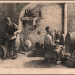 P. Verhaert: Borozgató, 1880 körül. Rézkarc, papír, jelzett a metszeten. Kissé foltos. 20x24,5 cm - Image 2