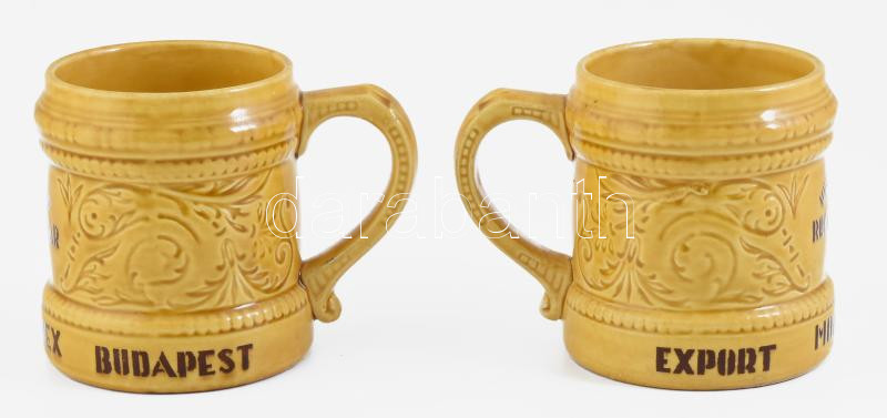 2 db Gránit söröskorsó, Hungarian Rocky Cellar Beer - Export Monimpex Budapest felirattal. Mázas kerámia, jelzett, kisebb mázrepedésekkel, m: 11,5 cm - Image 2