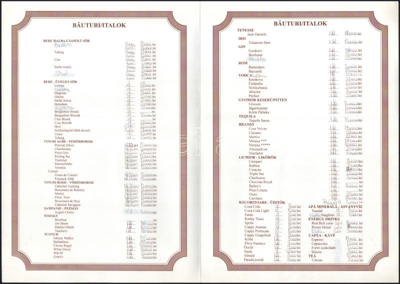 cca 2000 Csíkszereda (Miercurea Ciuc), Tombstone Western Pub itallap, a borító kissé foltos, 30x21 cm - Image 2