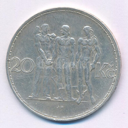 Csehszlovákia 1934. 20K Ag 'Ipar, mezőgazdaság, üzlet' T:XF Czechoslovakia 1934. 20 Korun Ag 'Industry, Agriculture, Business' C:XF Krause KM#17