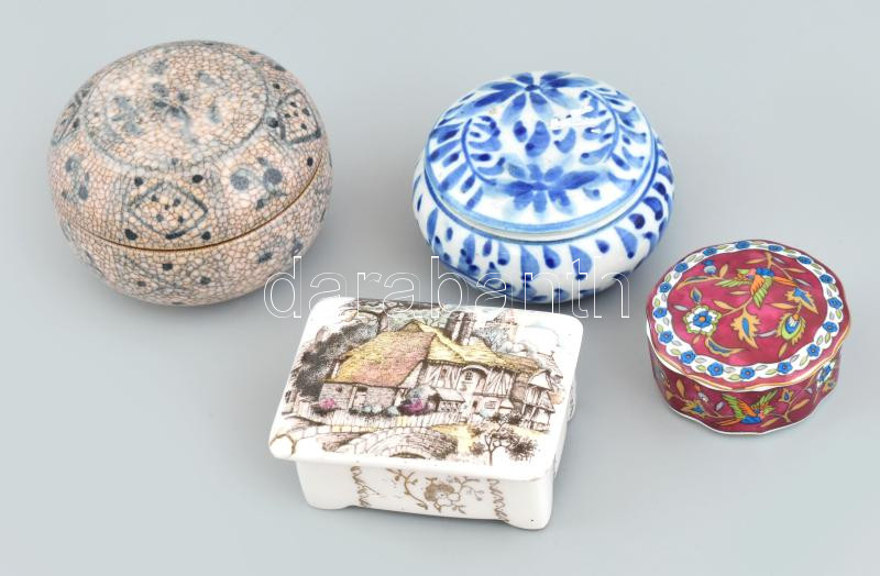 4 db porcelán dobozka, különféle minta, gyártmány 7-8 cm
