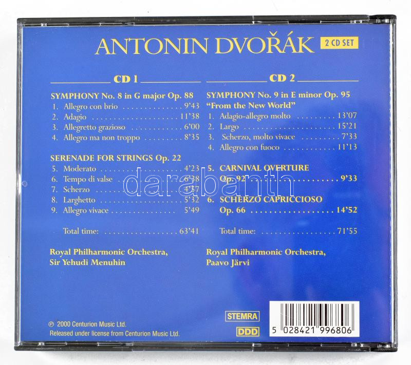 Dvorák - Symphonies No. 8 & 9 'From the New World' Serenade for Strings. 2xCD, 99680, 2000 - Image 2