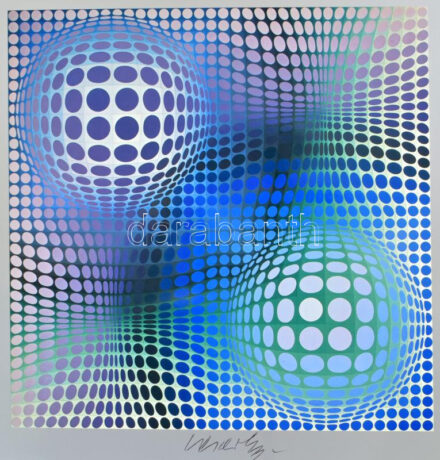 Vasarely Victor (1908-1997): FENY. Heliogravűr, papír. Jelzett. Neuchatel, Éditions du Griffon kiadása, 1975. 21x21 cm. / Victor Vasarely (1908-1997): FENY. Photogravure on paper. Signed. Neuchatel, Éditions du Griffon, 1975. 21x21 cm.