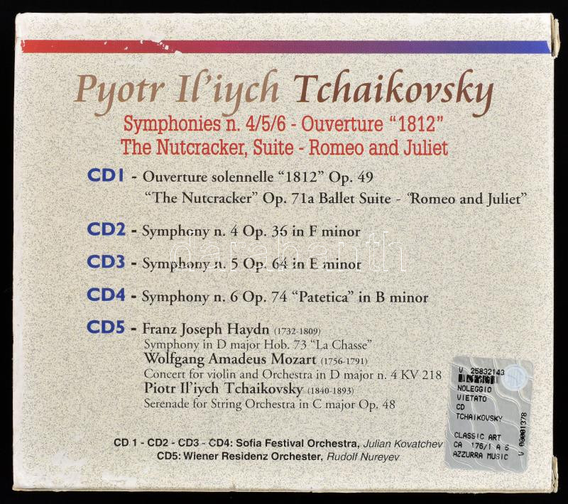 Pyotr Il'iych Tchaikovsky. Symphonies n. 4/5/6 - Overture '1812' - The Nutcracker - Suite - Romeo and Juliet. 5xCD, Classic Art CA 177-178-179-180-181, 1999. - Image 2