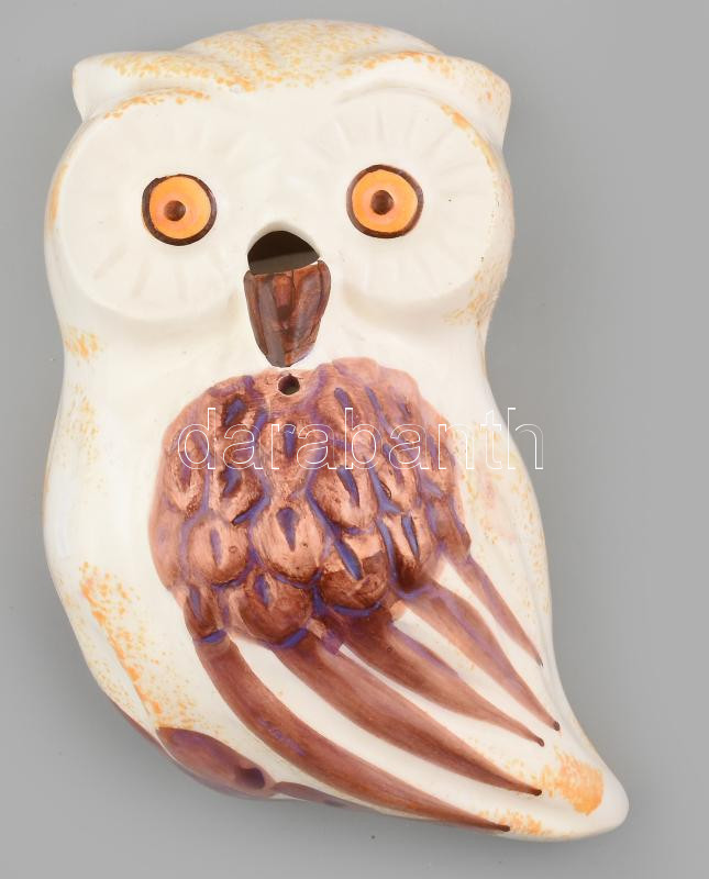 Kerámia bagoly. Jelzés nélkül. kézzel festett, hibátlan 18 cm