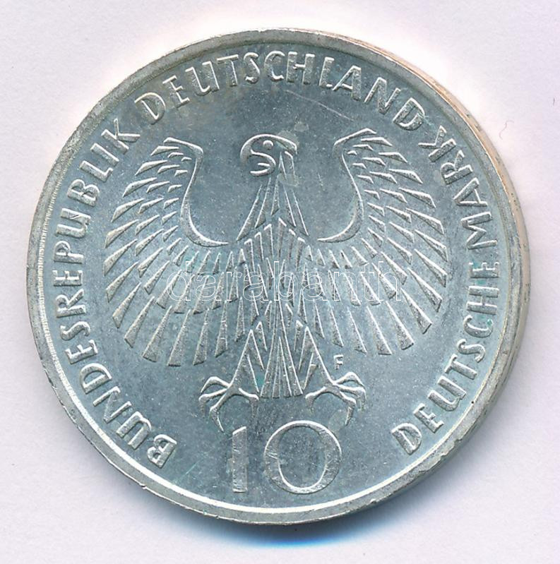 NSZK 1972F 10M Ag 'MünchenI Olimpia / Olimpiai Láng' T:AU,XF FRG 1972F 10 Mark Ag 'Olympic Games Munich / Olympic Flame' C:AU,XF Krause KM#135
