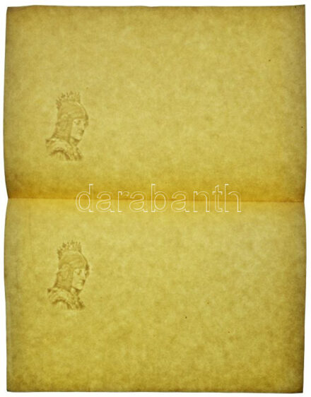 1927. 1000P bankjegy Hungária nőalak jobbranéző portréjának vízjele két darab bankjegypapíron(?), összesen négy darab vízjel T:XF félbehajtott papírok, kisebb gyűrődésekkel / Hungary 1927. 1000 Pengő banknote's allegoric Hungária