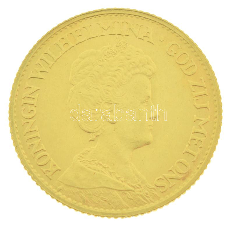 Hollandia 1912. 10G Au 'I. Vilma' (6,73g/0.900) T:AU,XF Netherlands 1912. 10 Gulden Au 'Wilhelmina' (6,73g/0.900) C:AU,XF Krause KM#149