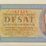 Szlovákia 1943. 10K 'SPECIMEN' perforációval, 'Gf 26 182439' T:UNC / Slovakia 1943. 10 Korun with 'SPECIMEN' perforation, 'Gf 26 182439' C:UNC Krause 6.s