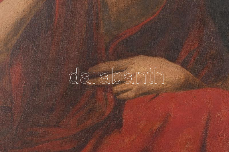 Glatter Ármin (1861-1931): Cigarettázó hölgy piros ruhában. Olaj, vászon, jelezve jobbra lent (halványan). Dekoratív, korabeli, kissé sérült fakeretben, 65,5×54 cm / Oil on canvas. Signed. Framed. 65,5x54 cm - Image 3