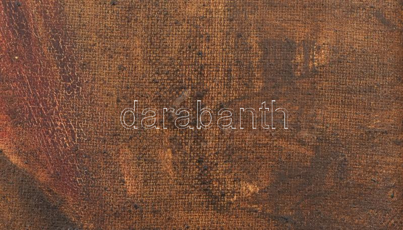 Glatter Ármin (1861-1931): Cigarettázó hölgy piros ruhában. Olaj, vászon, jelezve jobbra lent (halványan). Dekoratív, korabeli, kissé sérült fakeretben, 65,5×54 cm / Oil on canvas. Signed. Framed. 65,5x54 cm - Image 4