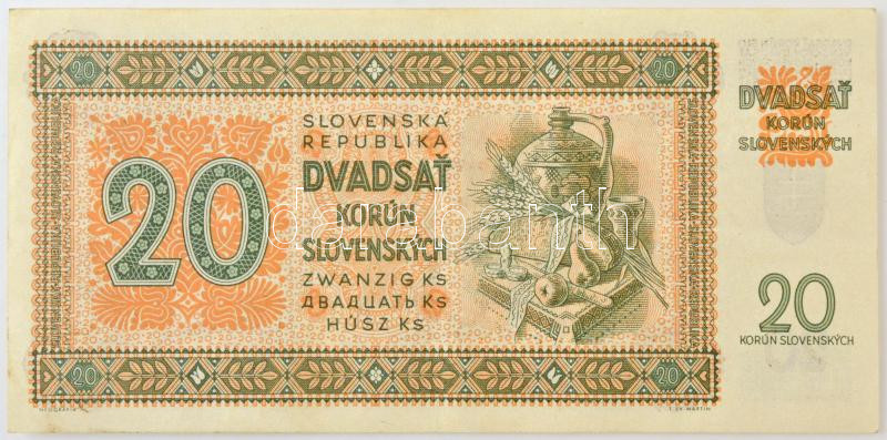 Szlovákia 1942. 20K 'Sn 21 903713' T:VF / Slovakia 1942. 20 Korun 'Sn 21 903713' C:VF Krause P#7 - Image 2