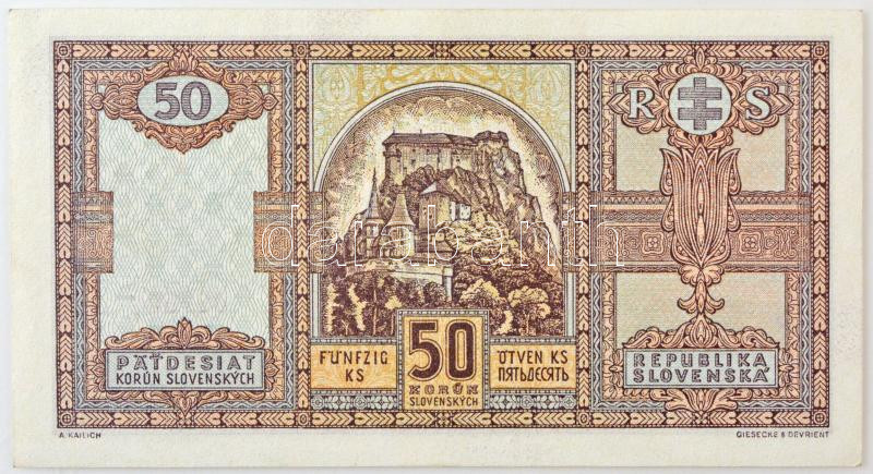 Szlovákia 1940. 50K 'Ji 097307' T:AU / Slovakia 1940. 50 Korun 'Ji 097307' C:AU Krause 9.a - Image 2