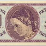 Szlovákia 1945. 5K 'SPECIMEN' perforációval, 'D 023' T:AU / Slovakia 1945. 5 Korun with 'SPECIMEN' perforation, 'D 023' C:AU Krause 5.s