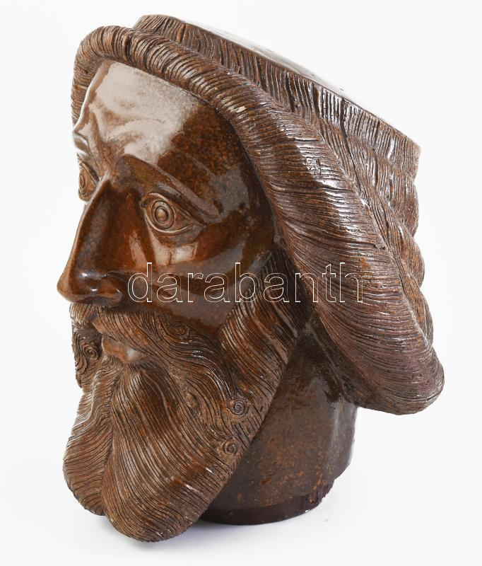 Borsódy László (1938- ): Szent László király. Mázas kerámia, jelzett, B.L. 1985. 5/2. 28x26x31 cm - Image 2