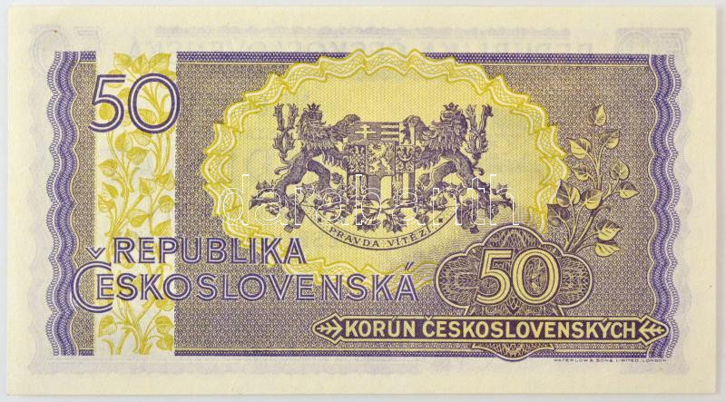 Csehszlovákia 1945. 50K három perforált lyuk, 'MD 849531' T:AU / Czechoslovakia 1945. 50 Korun perforated with 3 holes, 'MD 849531' C:AU Krause 62.s - Image 2