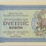 Csehszlovákia 1945. 2000K 'SPECIMEN' perforációval, '19 Má 038088' T:XF / Czechoslovakia 1945. 2000 Korun with 'SPECIMEN' perforation, '19 Má 038088' C:XF Krause 50A.s