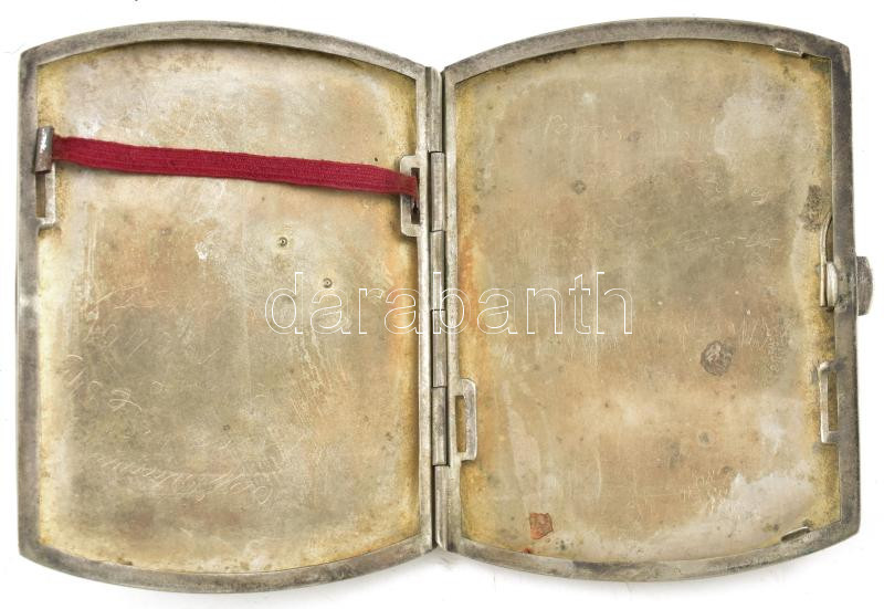EZüst (Ag) szecessziós cigaretta tárca, rubin kővel. 108 g, 10x8 cm - Image 2