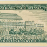 Csehszlovákia 1945. 5000K három perforált lyuk, 'S. 13 A 145104' T:UNC / Czechoslovakia 1945. 5000 Korun perforated with 3 holes, 'S. 13 A 145104' C:UNC Krause 75.s - Image 2