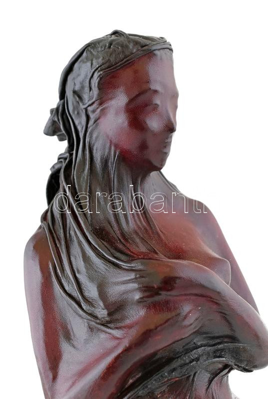 Oláh Sándor (1959): Női akt bőr szobor. Jelzett. 45 cm - Image 2