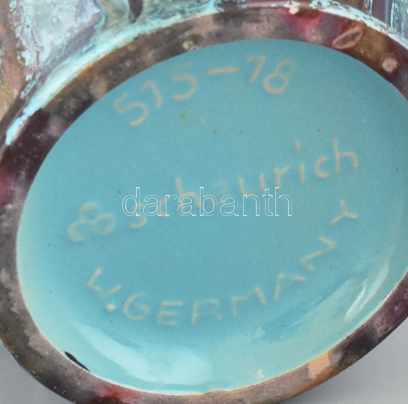 Német retró kerámia irizáló váza, jelzett, hibátlan, m: 18 cm - Image 2