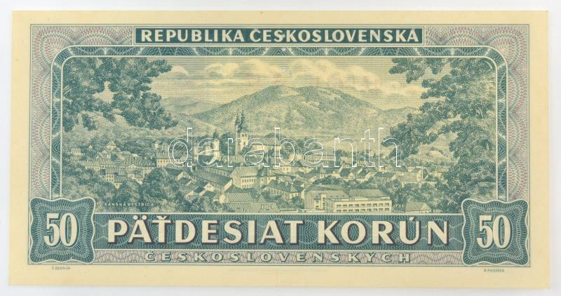 Csehszlovákia 1948. 50K három perforált lyuk '071231 A 17' T:UNC / Czechoslovakia 1948. 50 Korun with 3 perforated holes '071231 A 17' C:UNC Krause P#66 - Image 2